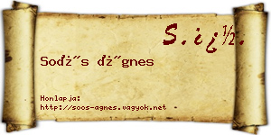Soós Ágnes névjegykártya